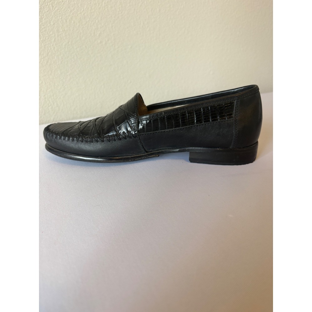 Stacy Adams Mens Black Snake Leather Loafers Dress Shoes 24187-01 Size 7M - Picture 11 of 15